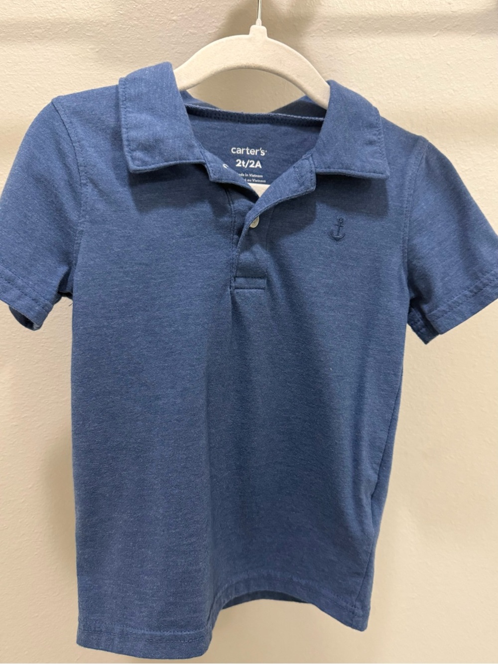 Carter’s Blue Short Sleeve Polo Shirt Toddler 2T Navy Blue Anchor